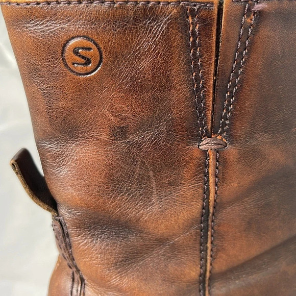 VINTAGE Y2K Spring Distressed Brown Leather Square Toe Over the Ankle Boots 36 - Picture 8 of 16